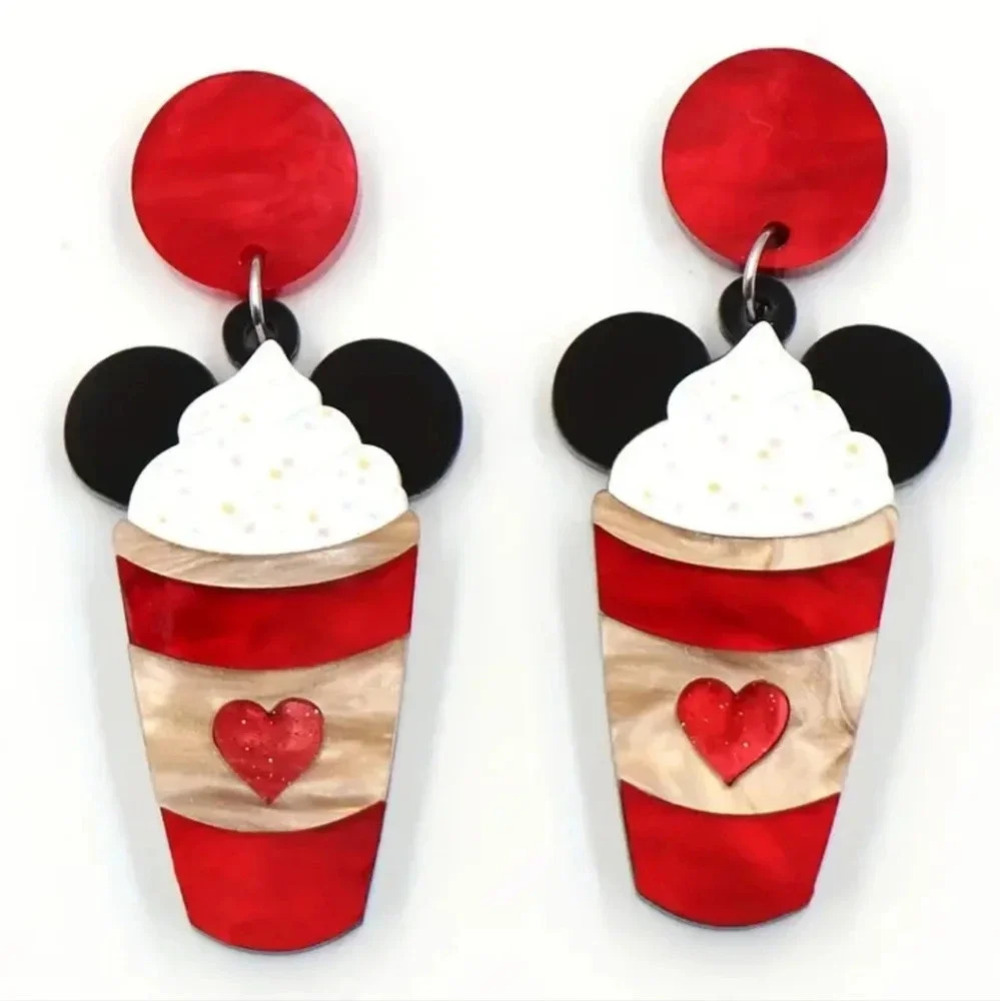 Disney Mickey Latte Love Acrylic Themed Earring Set 💕